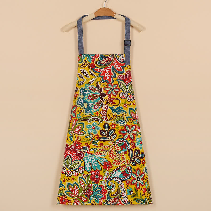 Retro Ethnic Style Floral Cotton Apron