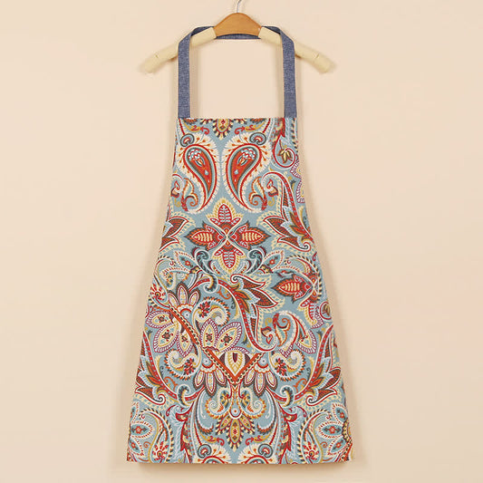 Retro Ethnic Style Floral Cotton Apron