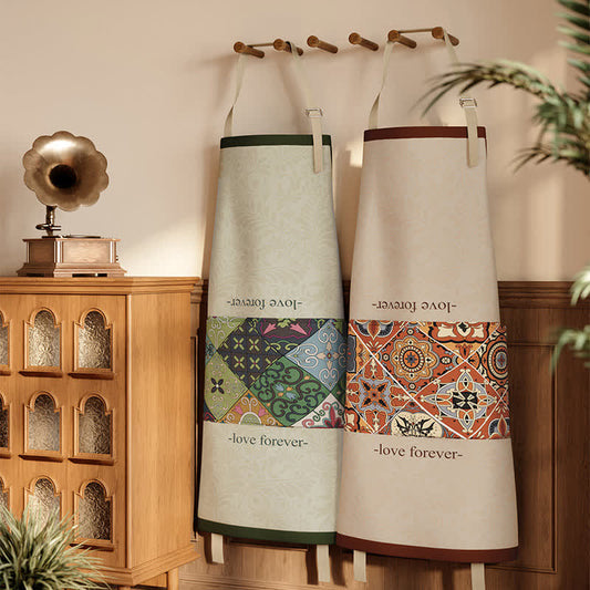Retro Geometric Pattern Waterproof Kitchen Apron