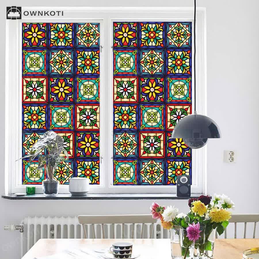 Exotic Stained Privacy Static Frosted Film