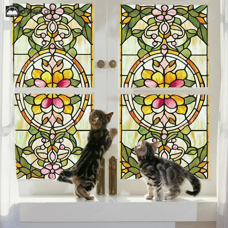 Retro Baroque Style Static Privacy Film