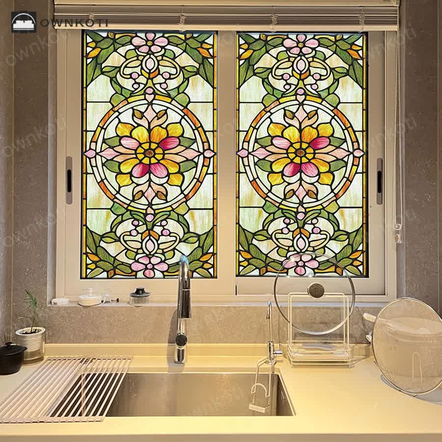 Retro Baroque Style Static Privacy Film
