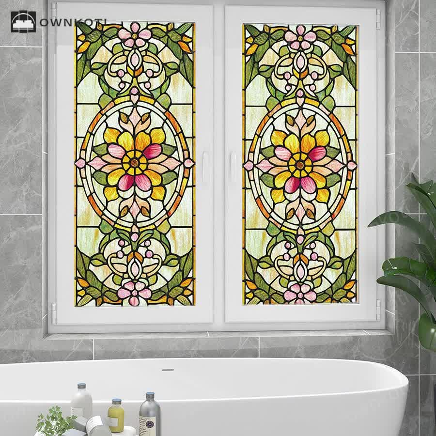 Retro Baroque Style Static Privacy Film