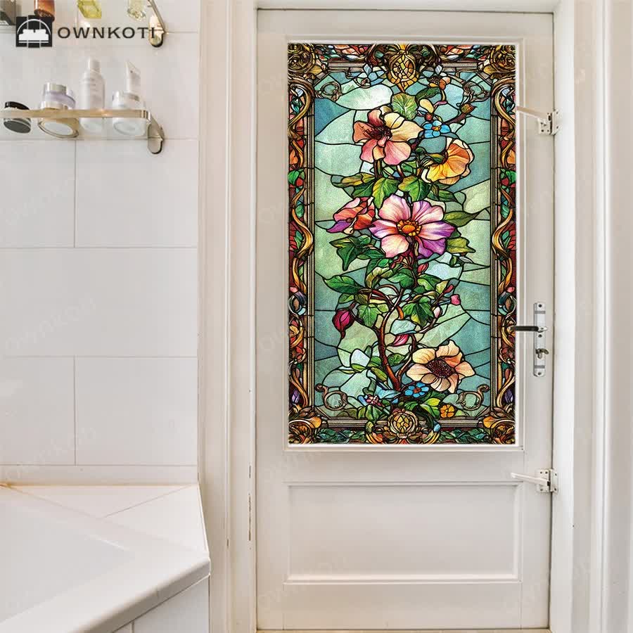 Baroque Floral Static Frosted Privacy Film