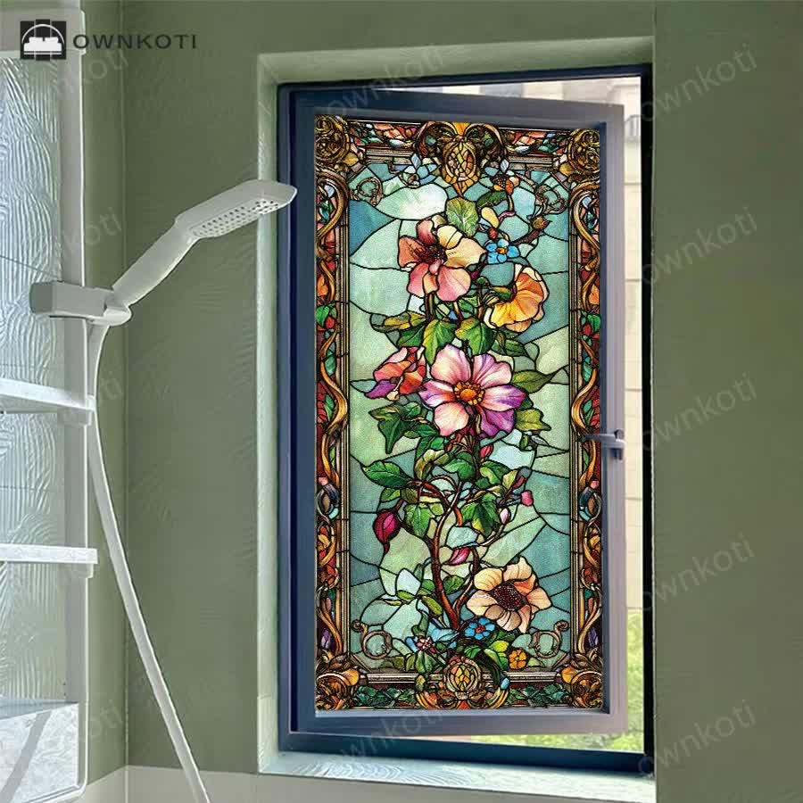Baroque Floral Static Frosted Privacy Film