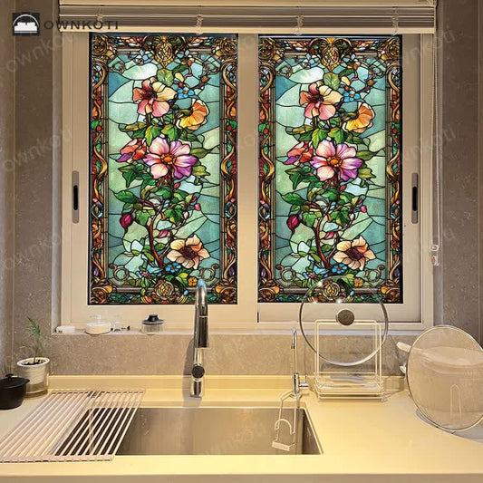 Baroque Floral Static Frosted Privacy Film