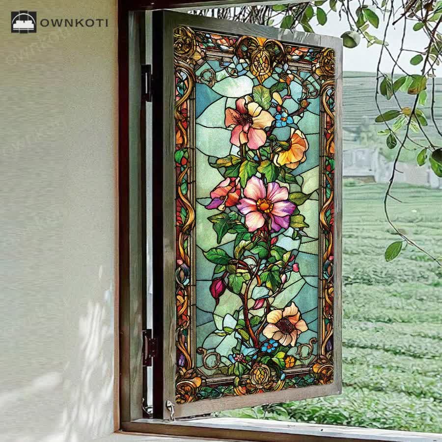 Baroque Floral Static Frosted Privacy Film