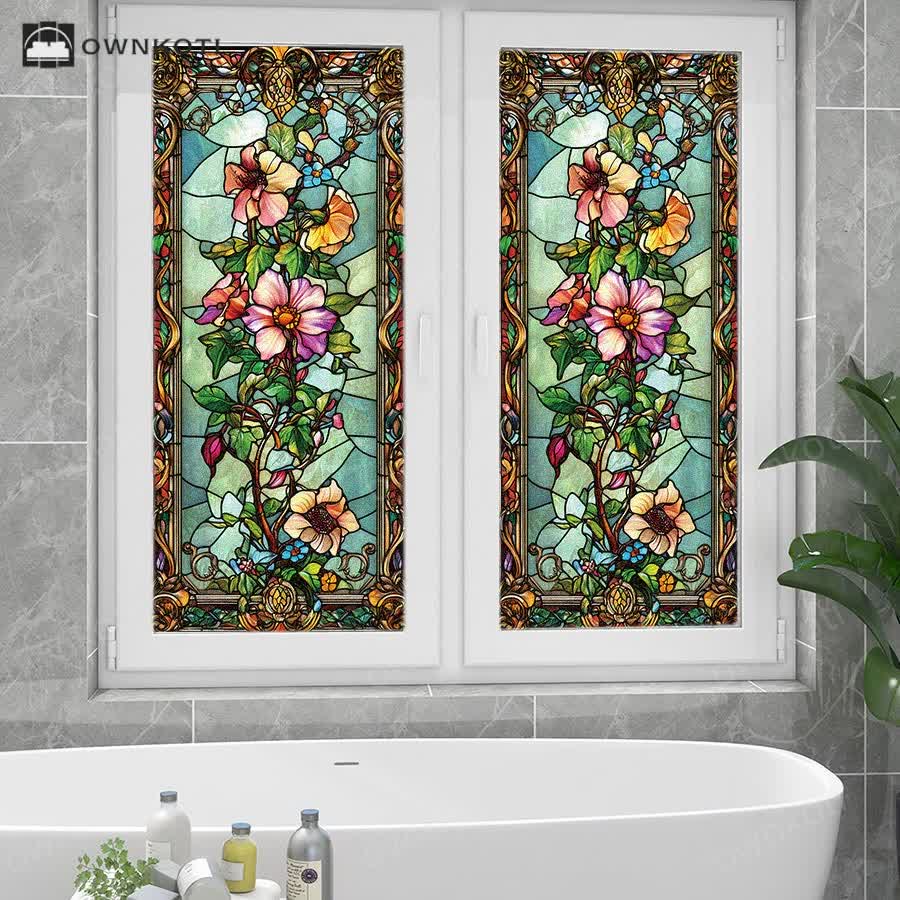 Baroque Floral Static Frosted Privacy Film