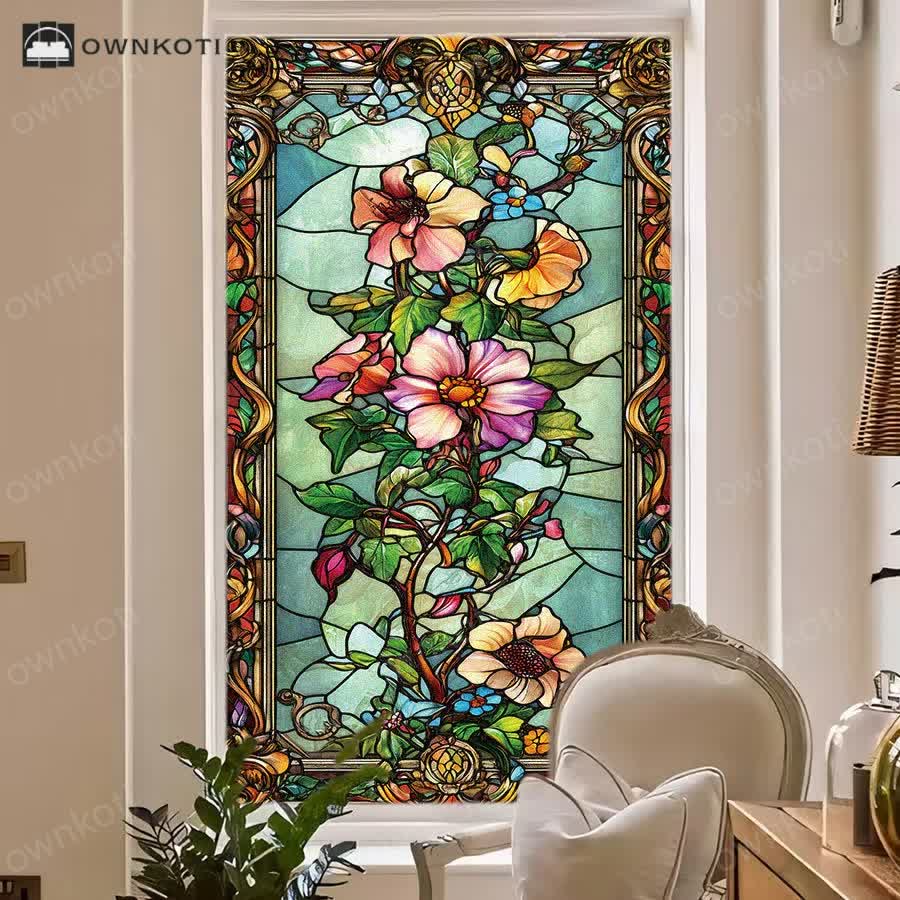 Baroque Floral Static Frosted Privacy Film