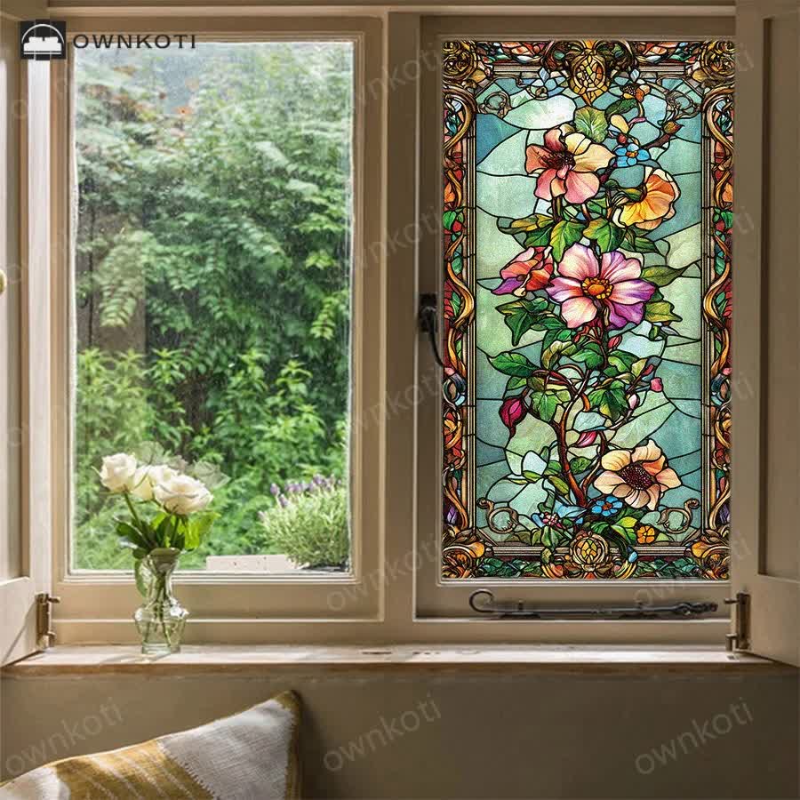 Baroque Floral Static Frosted Privacy Film