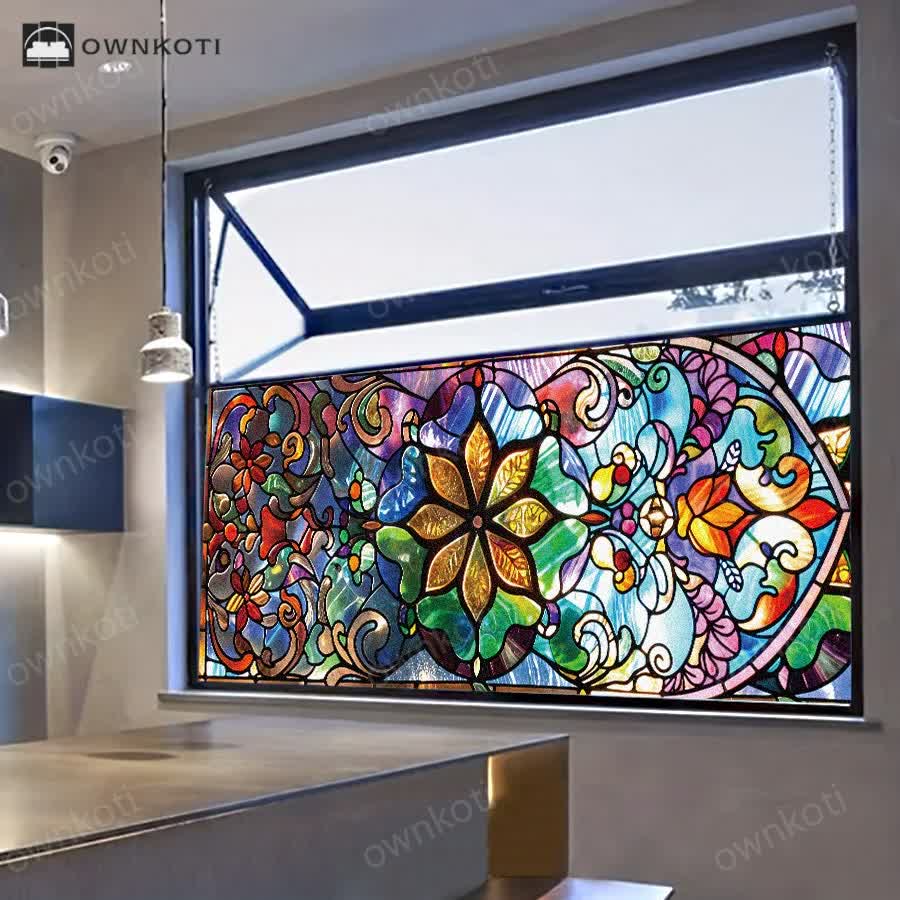 Retro Stained Static Frosted Privacy Film
