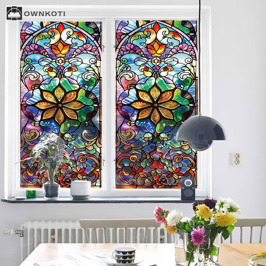 Retro Stained Static Frosted Privacy Film