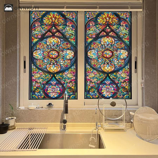 Vintage Stained Baroque Static Frosted Privacy Film