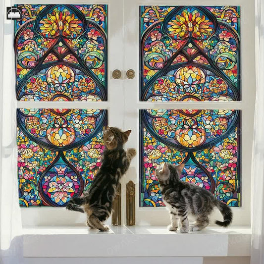 Vintage Stained Baroque Static Frosted Privacy Film