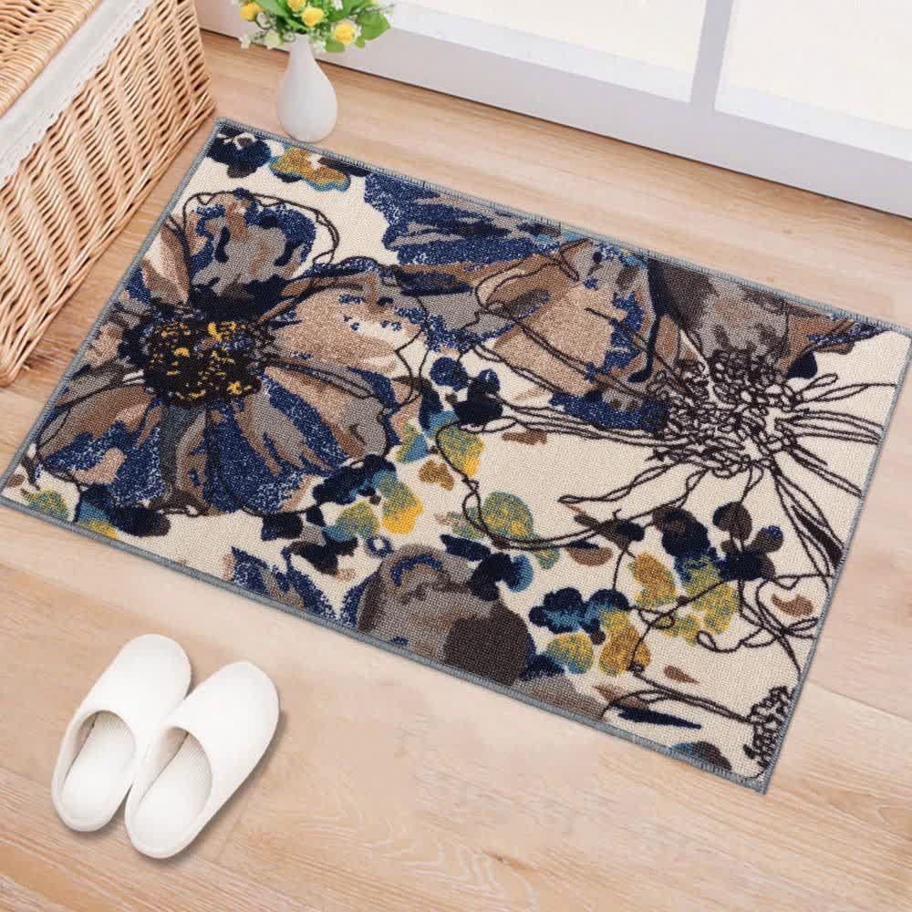 Tropical Color Leaves Flowers Rug