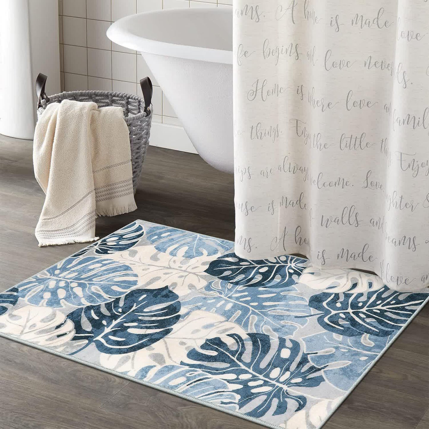 Tropical Color Leaves Flowers Rug