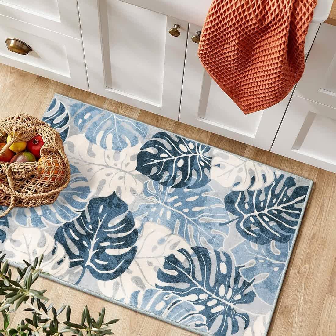 Tropical Color Leaves Flowers Rug