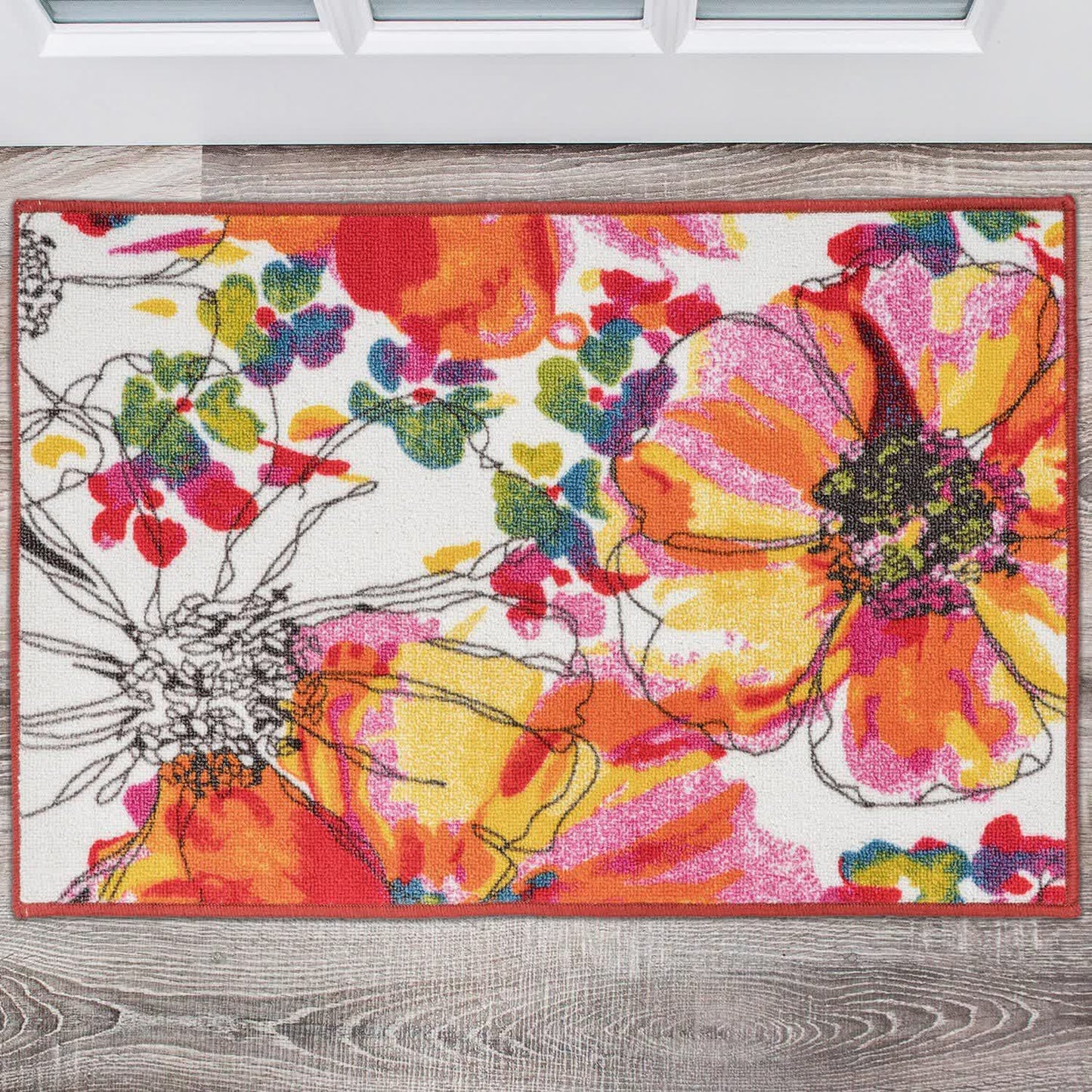Tropical Color Leaves Flowers Rug