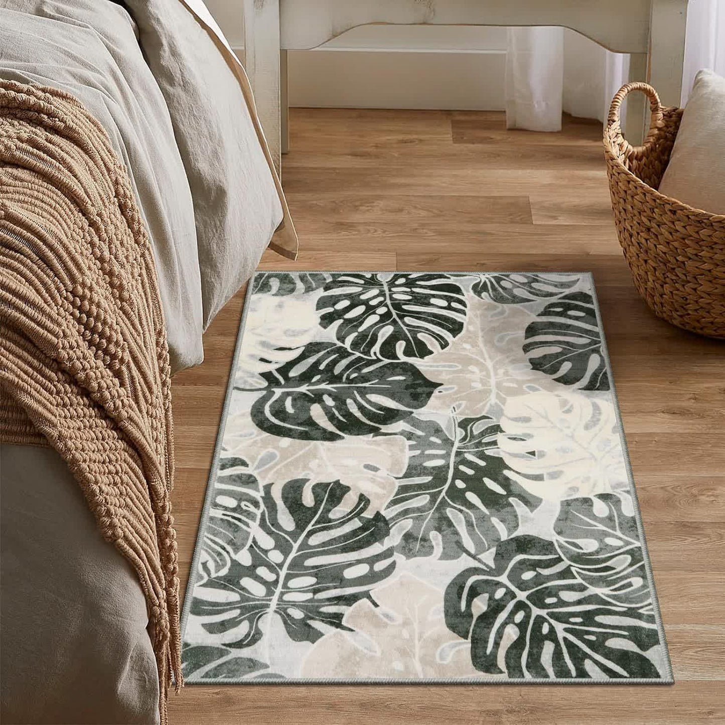 Tropical Color Leaves Flowers Rug