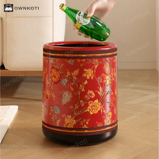 Decorative Elegant Floral Durable Trash Bin