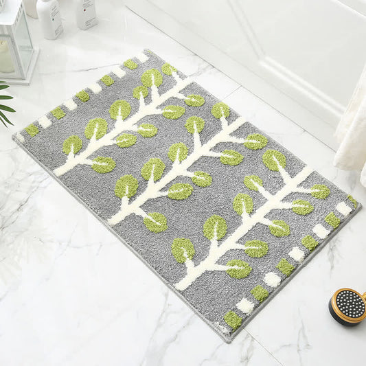 Leaf Print Imitation Cashmere Non-slip Absorbent Rug