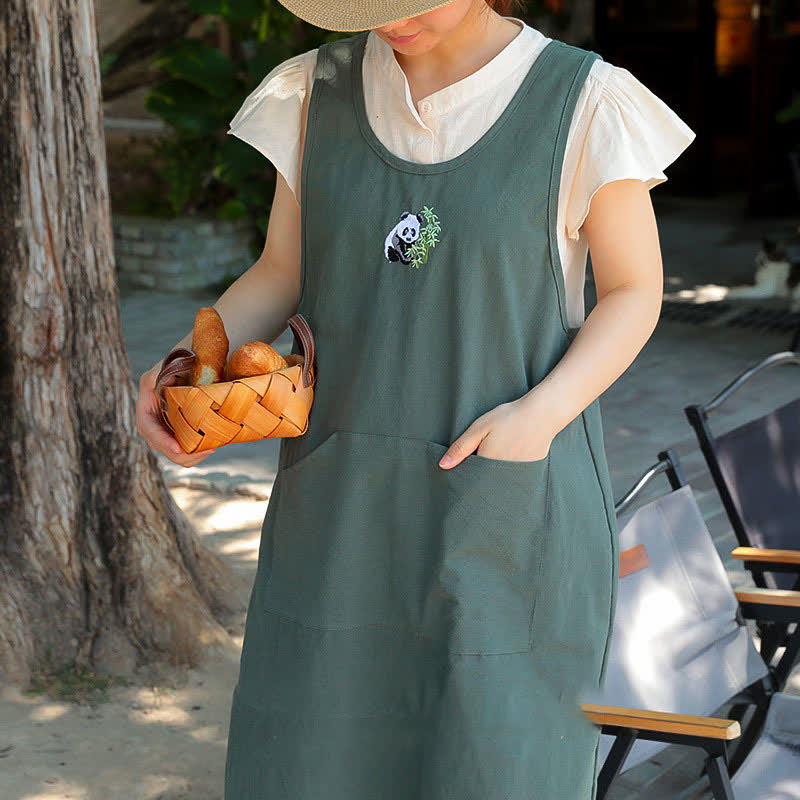 Thin Breathable Cotton Embroidered Flower Apron