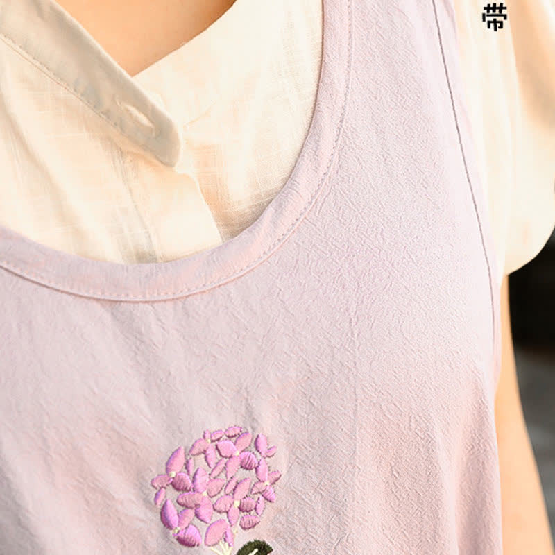 Thin Breathable Cotton Embroidered Flower Apron