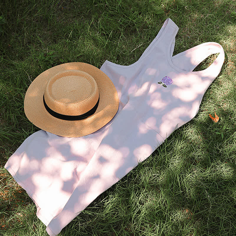 Thin Breathable Cotton Embroidered Flower Apron