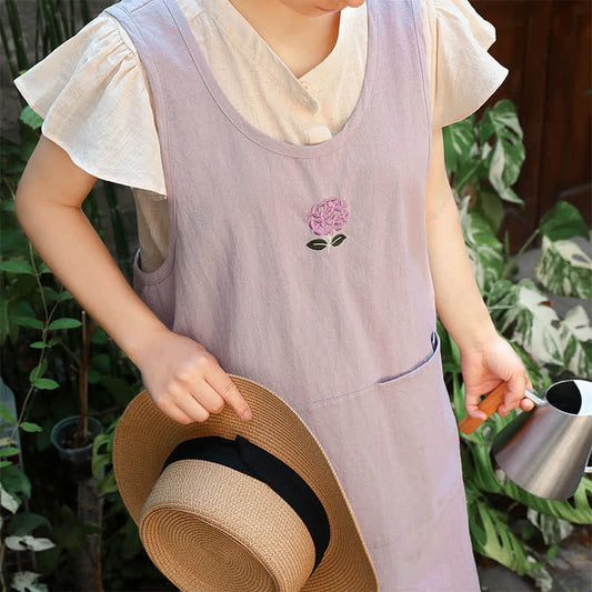 Thin Breathable Cotton Embroidered Flower Apron