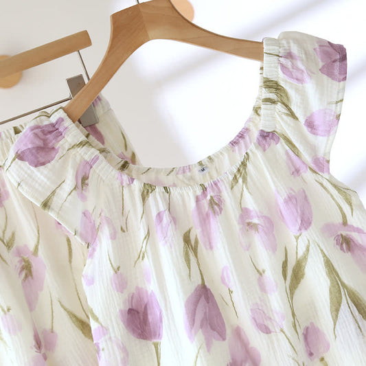 Rural Tulip Breathable Cotton Gauze Pajama Set