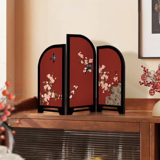 Vintage Floral Foldable Screen Ornament