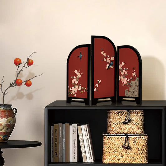 Vintage Floral Foldable Screen Ornament