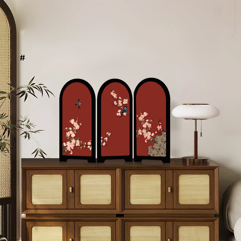 Vintage Floral Foldable Screen Ornament