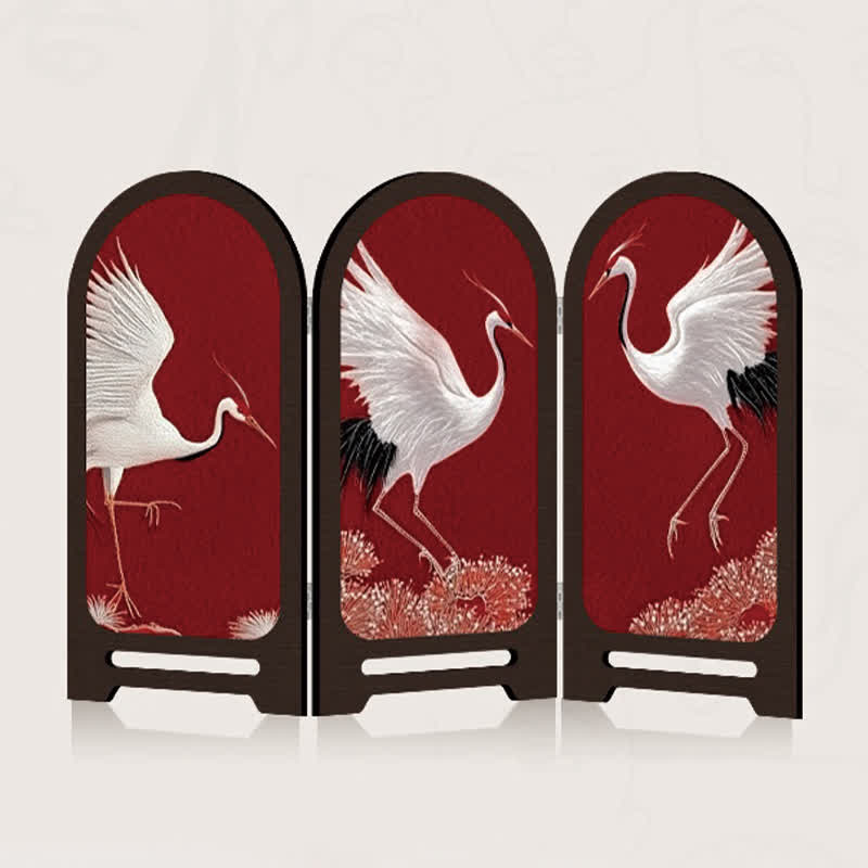 Red-crowned Crane Foldable Screen Desktop Ornament
