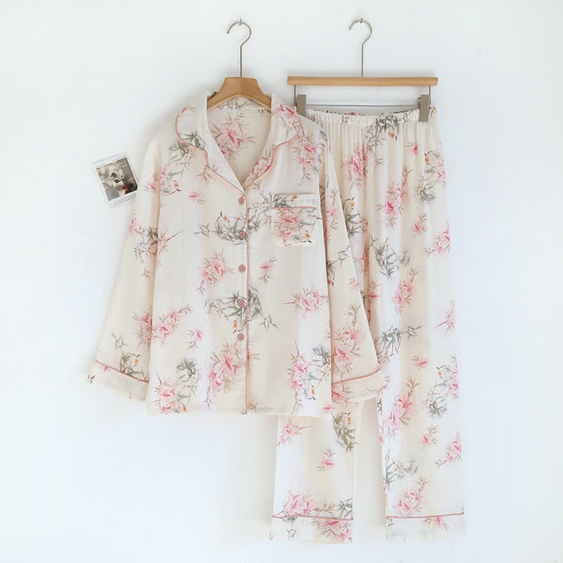 Elegant Cherry Blossom Branch Leaf Loungewear