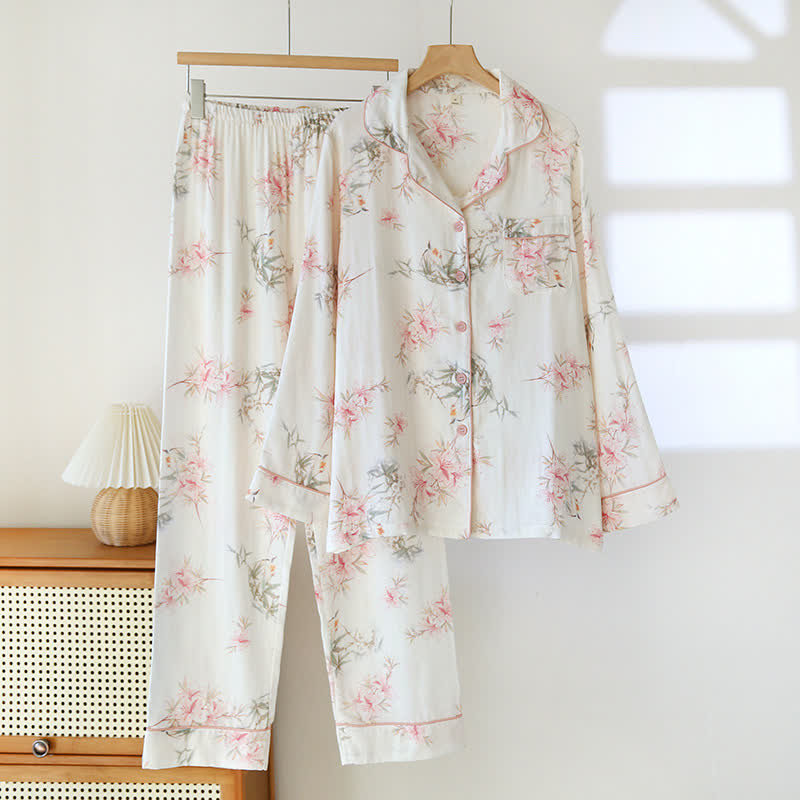 Elegant Cherry Blossom Branch Leaf Loungewear