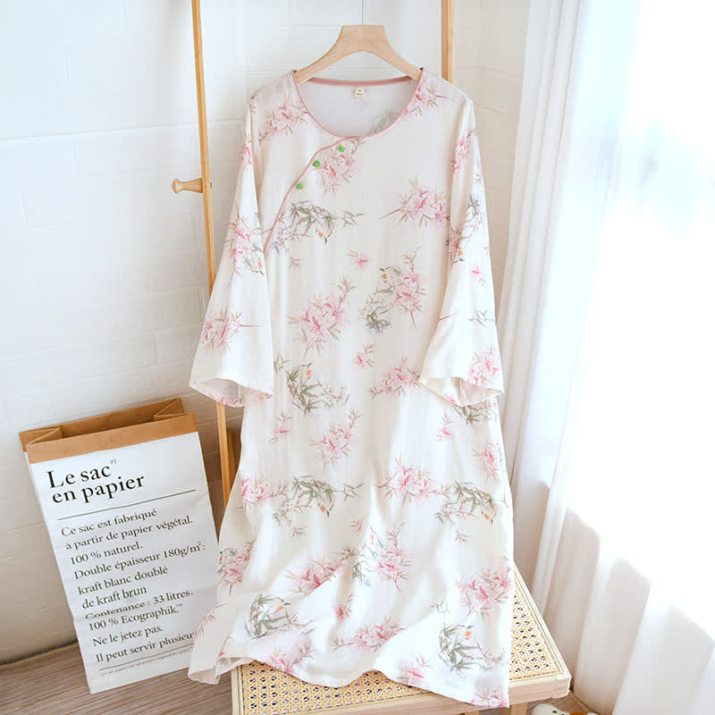 Elegant Cherry Blossom Branch Leaf Loungewear