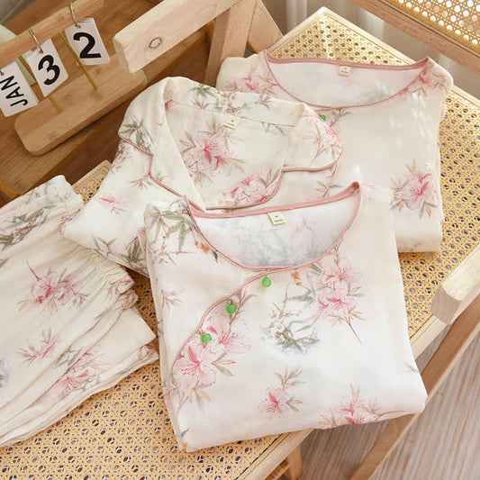 Elegant Cherry Blossom Branch Leaf Loungewear
