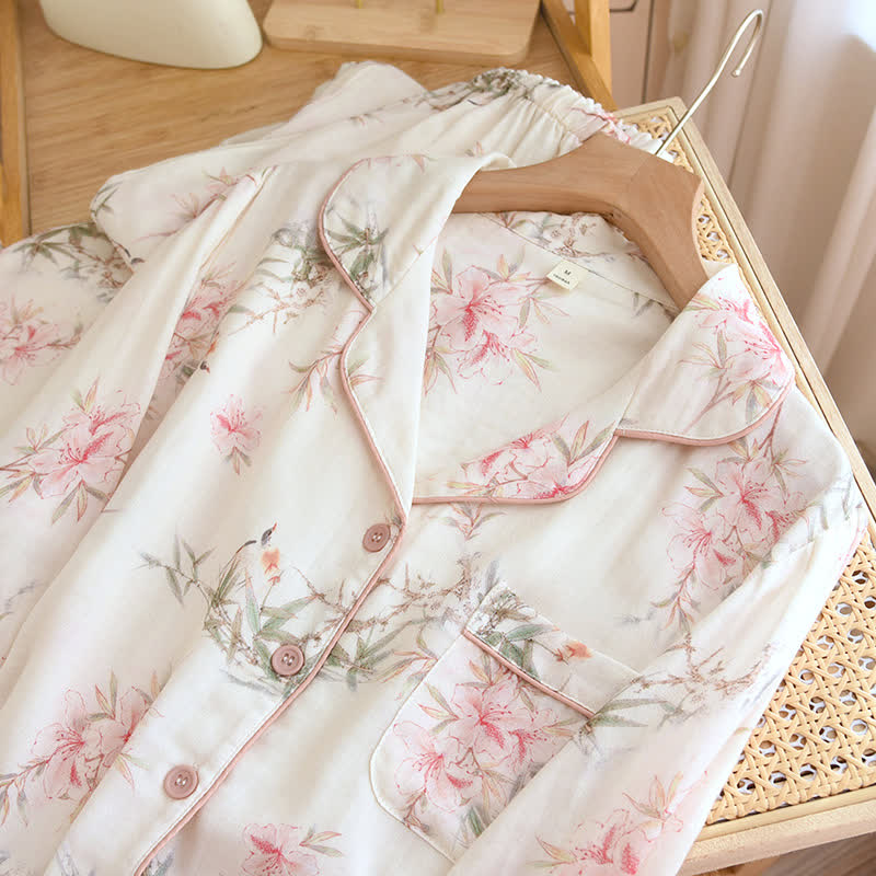 Elegant Cherry Blossom Branch Leaf Loungewear