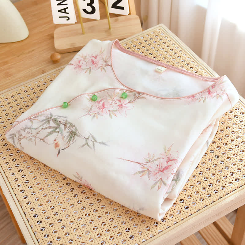 Elegant Cherry Blossom Branch Leaf Loungewear