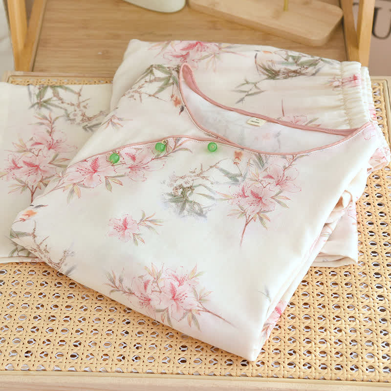Elegant Cherry Blossom Branch Leaf Loungewear