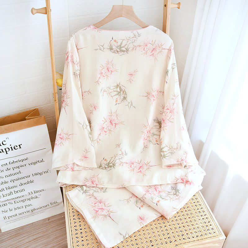 Elegant Cherry Blossom Branch Leaf Loungewear