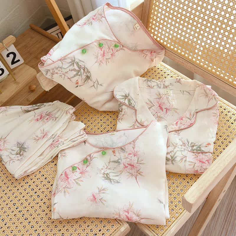 Elegant Cherry Blossom Branch Leaf Loungewear