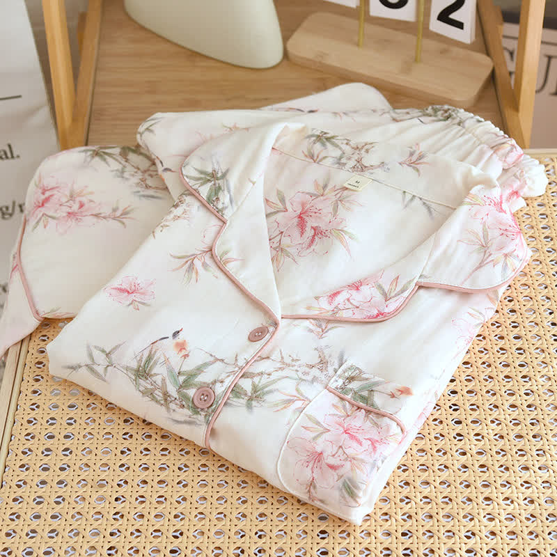 Elegant Cherry Blossom Branch Leaf Loungewear