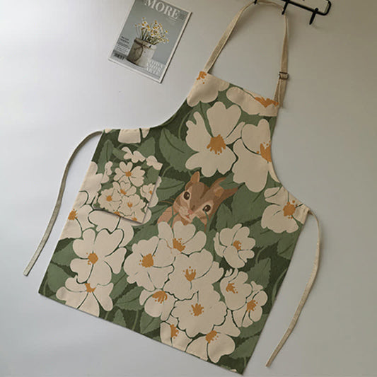 Vintage Cotton Linen Daisy Animal Apron