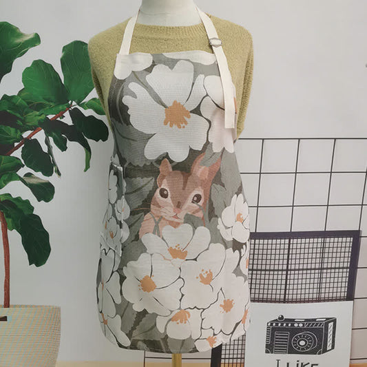 Vintage Cotton Linen Daisy Animal Apron