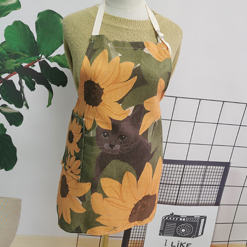 Vintage Cotton Linen Daisy Animal Apron