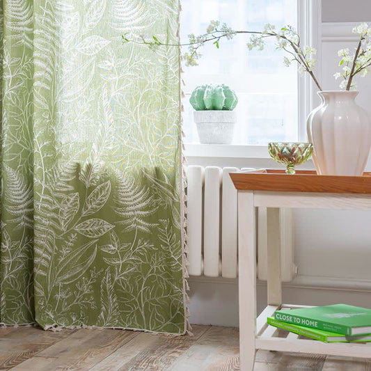 Rustic Green Leaf Semi-Blackout Curtain