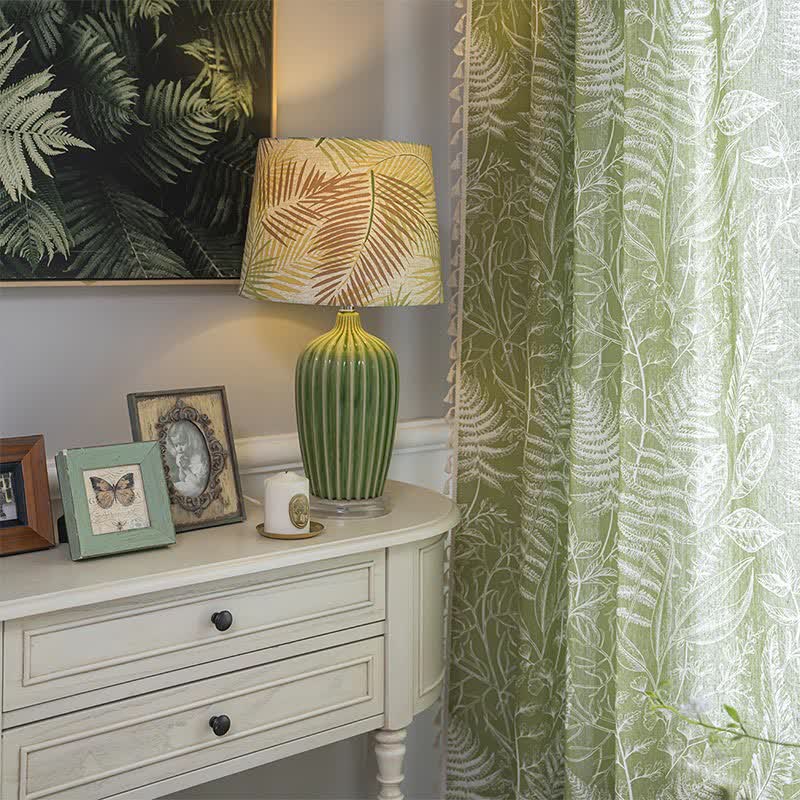 Rustic Green Leaf Semi-Blackout Curtain