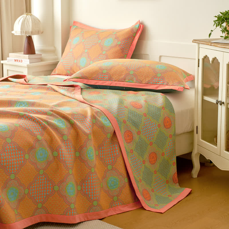 Artistic Camellia Reversible Cotton Jacquard Quilt